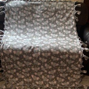 Baby elephant sleeping, moons and stars blanket Elephant sleeping Fleece Blanket